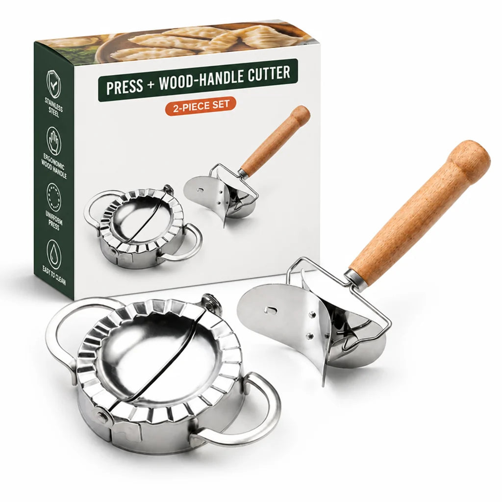 DoughPocket™ Stainless Steel Dumpling & Dough Cutter Set — Effortless Perfect Dumplings That Turn Your Kitchen Into a Celebration