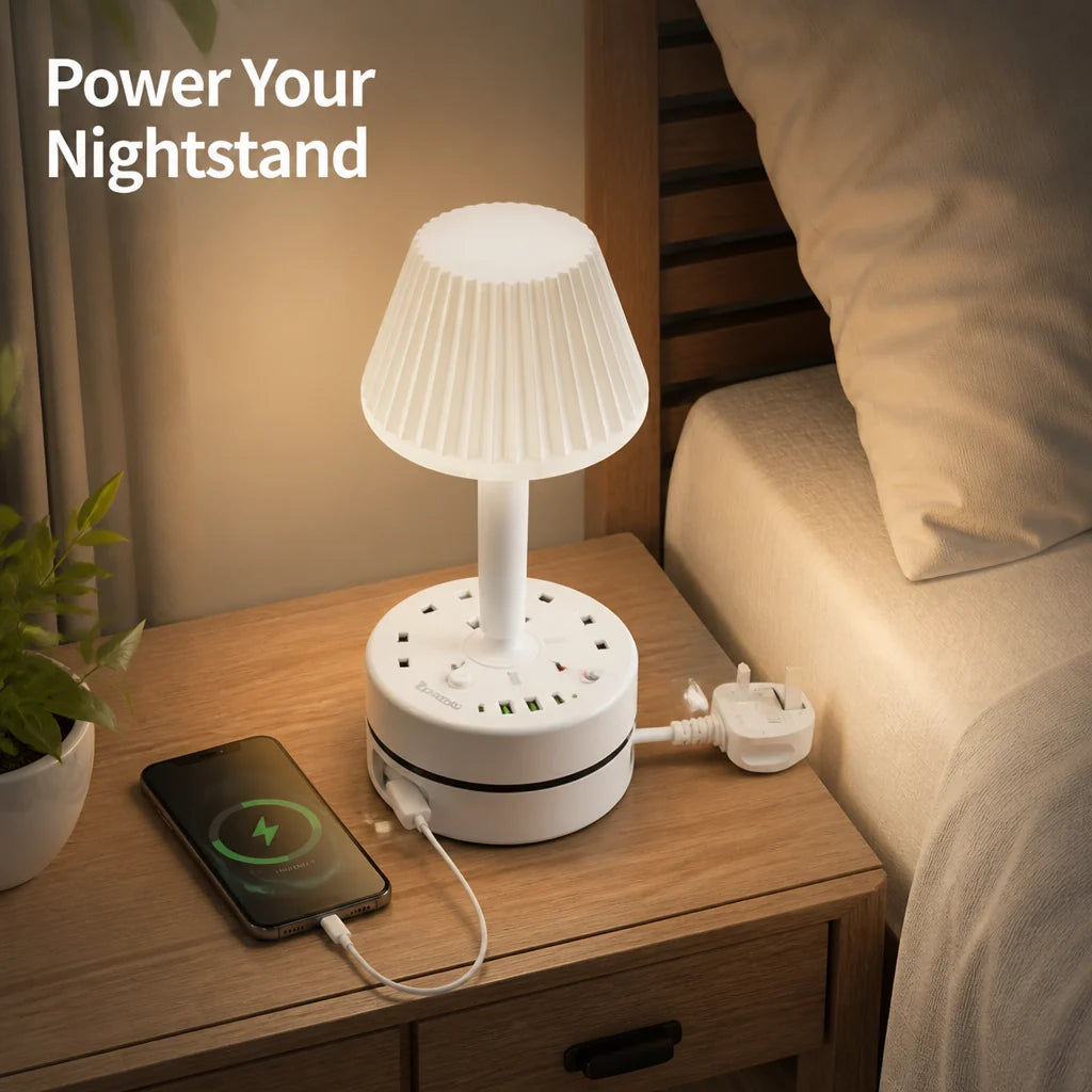 RestBeacon™ — Wake Up to Clutter-Free Power and Soothing Light Every Night