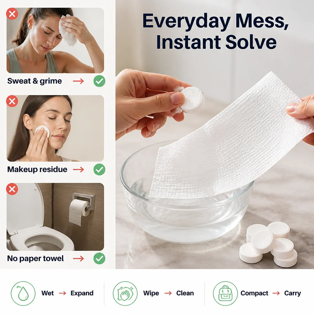PureMist™ Compressed Cotton Towels — Unlock Instant Freshness and Soothing Comfort Anywhere You Go