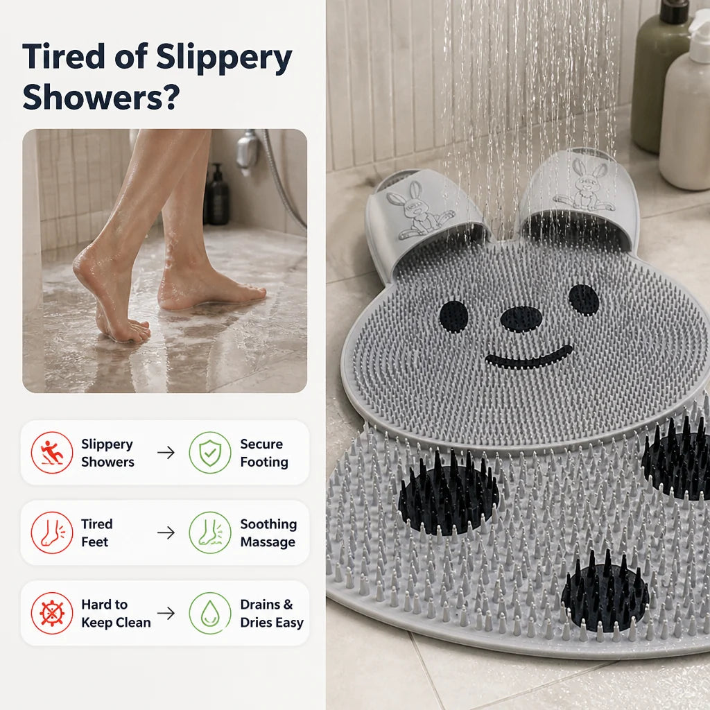 TreadSoothe™ Silicone Massage Mat — Turn Every Shower Into a Revitalizing Foot Spa Experience