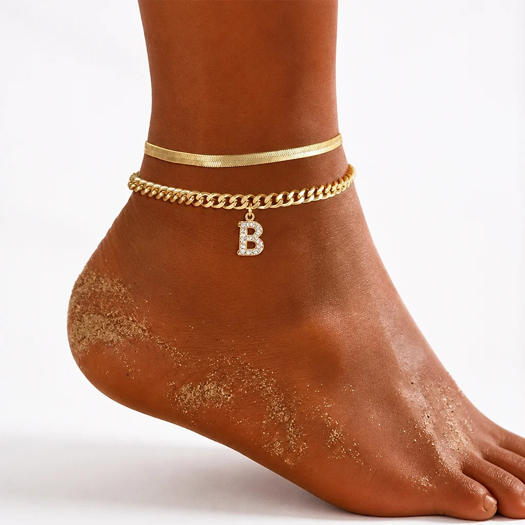 Monograméa™ Gold Initial Anklets — Wear Your Unique Story with Effortless Grace