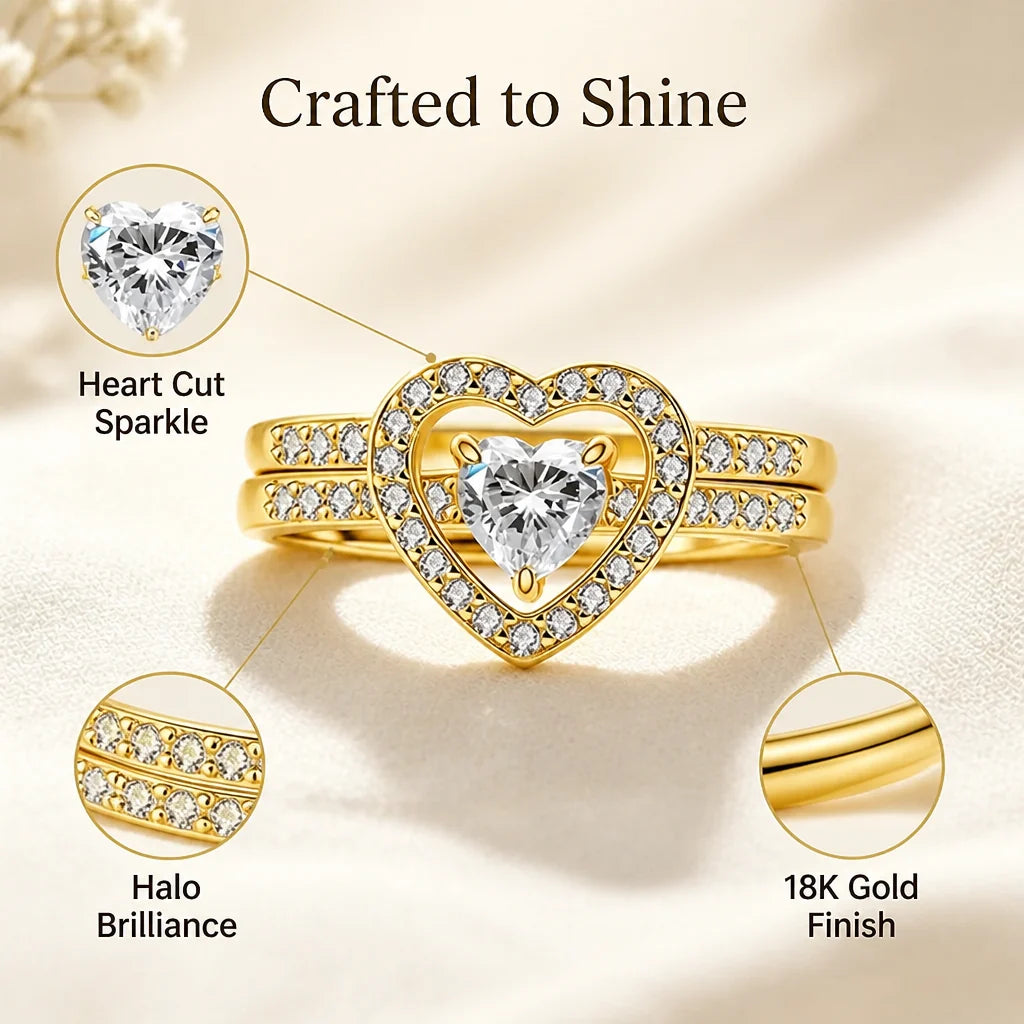 HeartWisp™ Halo Ring Set — Ignite Passion with Every Sparkling Glance