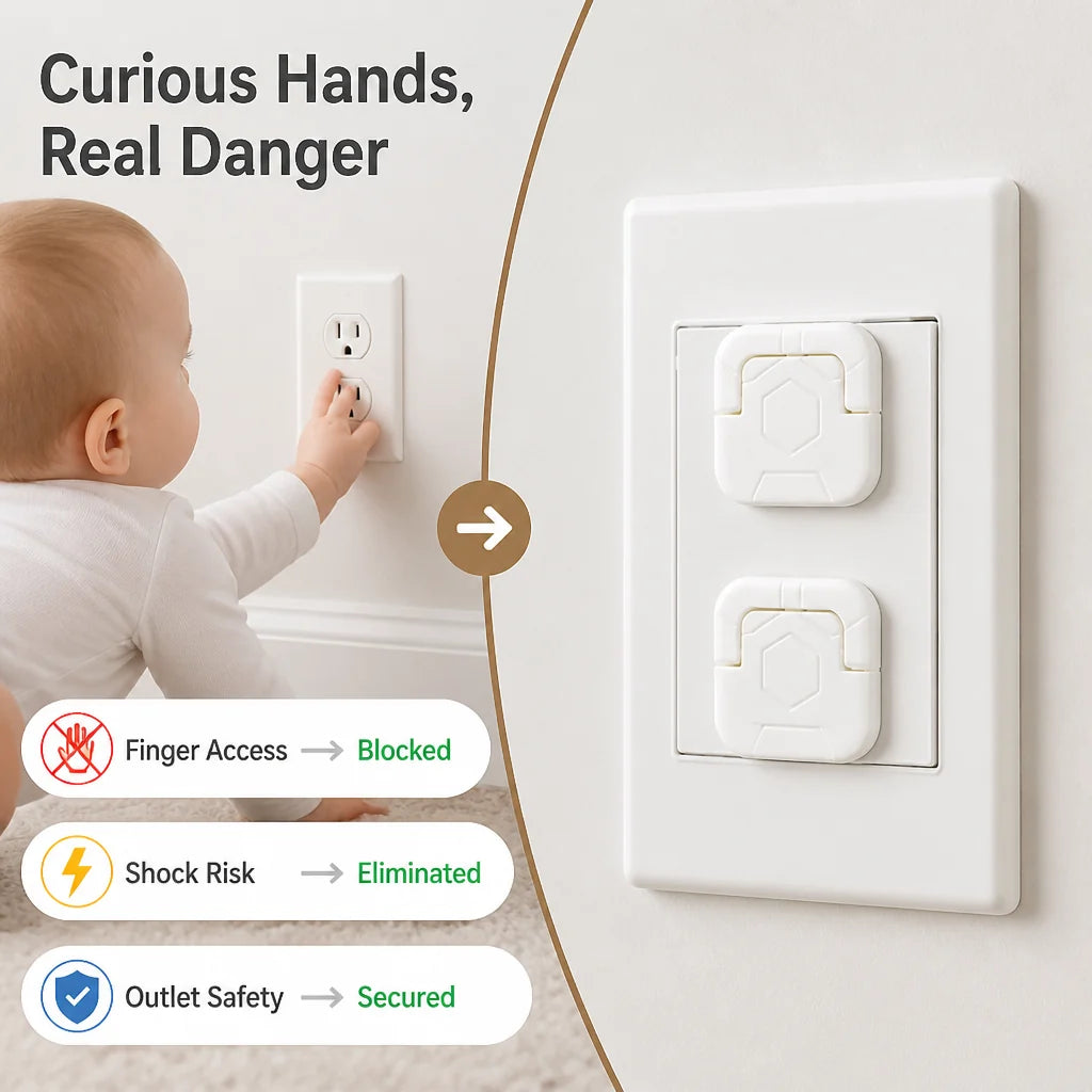 Nuvacove™ Outlet Shield Pack of 10— Instantly Lock Out Danger and Protect Your Child’s Curious Hands