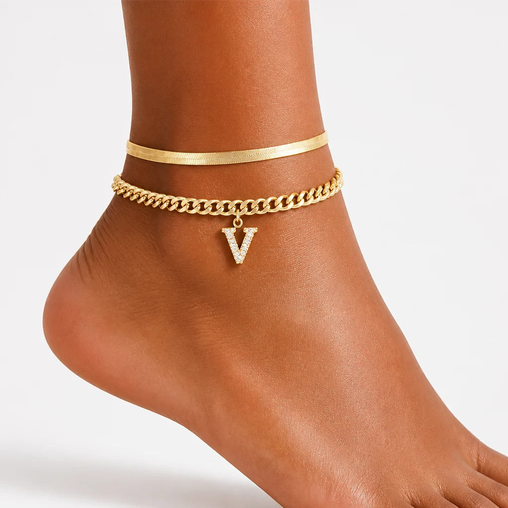 Monograméa™ Gold Initial Anklets — Wear Your Unique Story with Effortless Grace