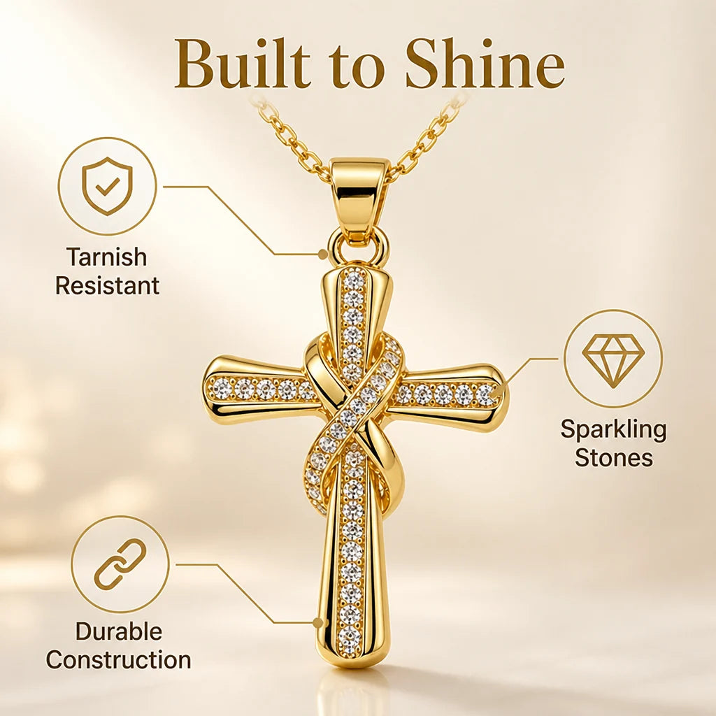 Solenne™ Gold Knot Cross Necklace — Wear Confidence That Lights Up Every Room