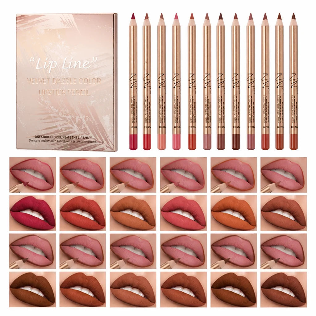 Poutelle™ 12-Shade Lip Liner Collection — Lock In All-Day Bold Beauty Without a Single Smudge