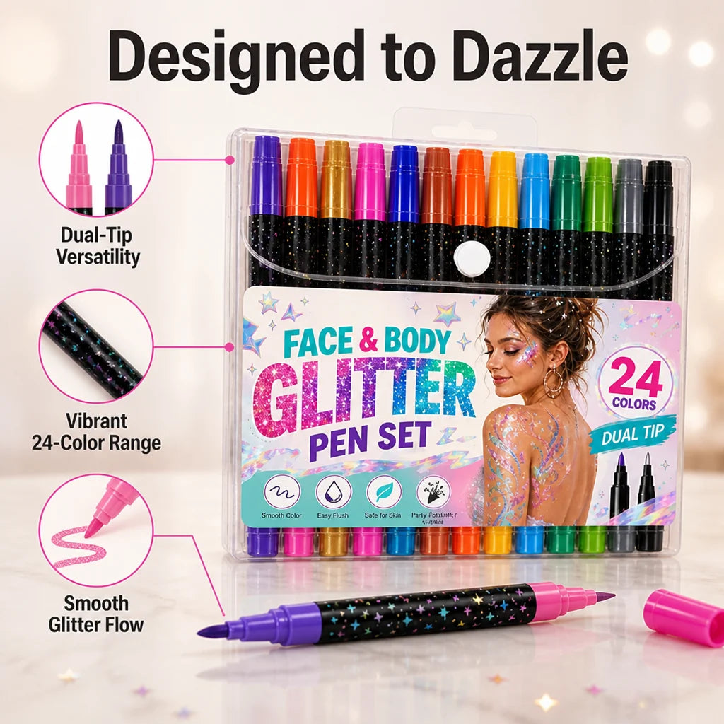 GlimmerPair™ 24-Colour Dual-Tip Marker Set — Add Sparkling Dimension to Every Creation