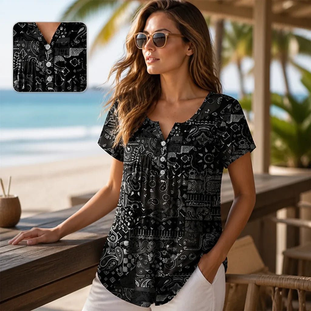 Lunessa™ V-Neck Top — Breeze Through Your Day in Effortless Cool Confidence