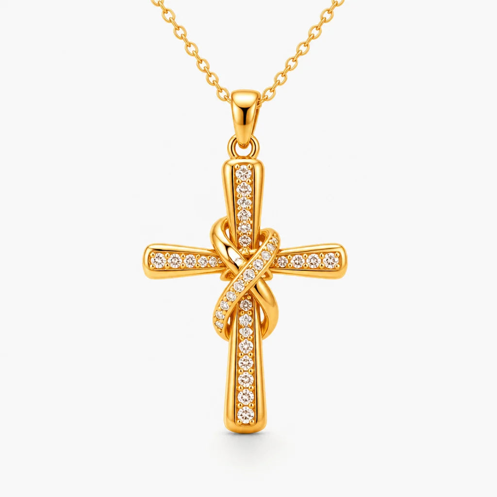 Solenne™ Gold Knot Cross Necklace — Wear Confidence That Lights Up Every Room