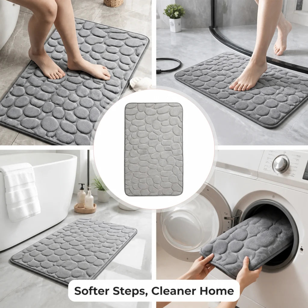 AquaLuxe™ Memory Foam Bath Mat — Step Into Instant Warmth and Slip-Free Comfort Every Shower
