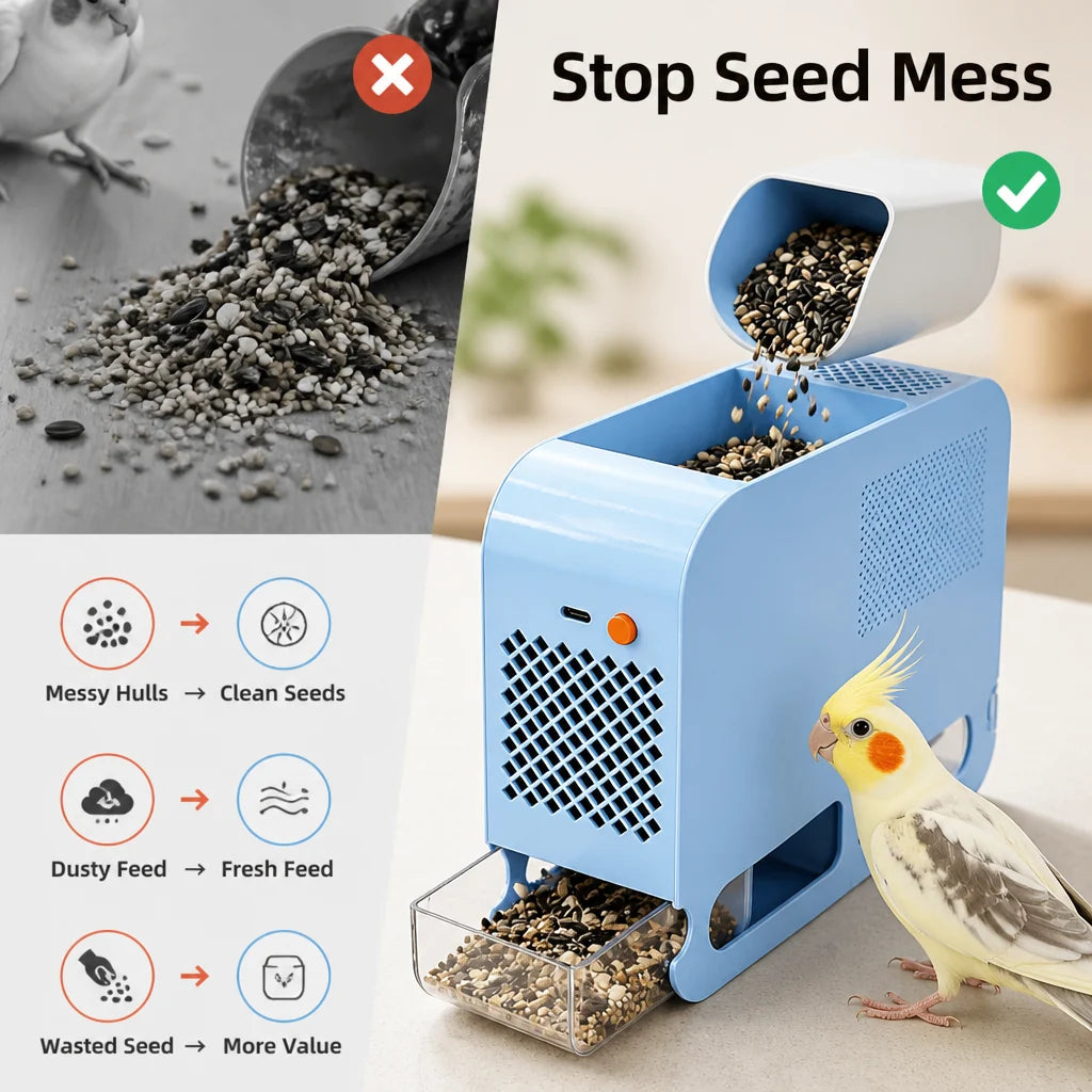 BreezeCrack™ Electric Seed Separator — Pure, Mess-Free Seeds That Keep Your Birds Happy and Healthy