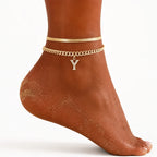 Monograméa™ Gold Initial Anklets — Wear Your Unique Story with Effortless Grace