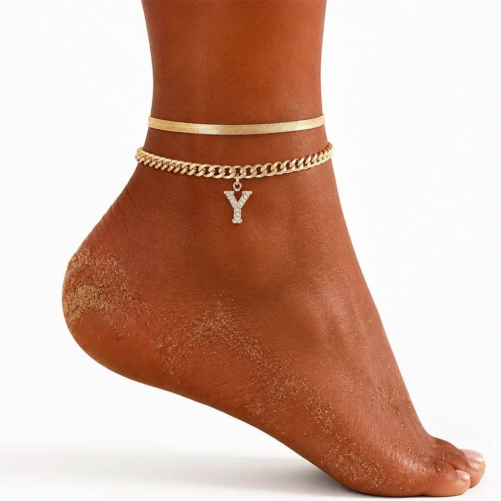 Monograméa™ Gold Initial Anklets — Wear Your Unique Story with Effortless Grace