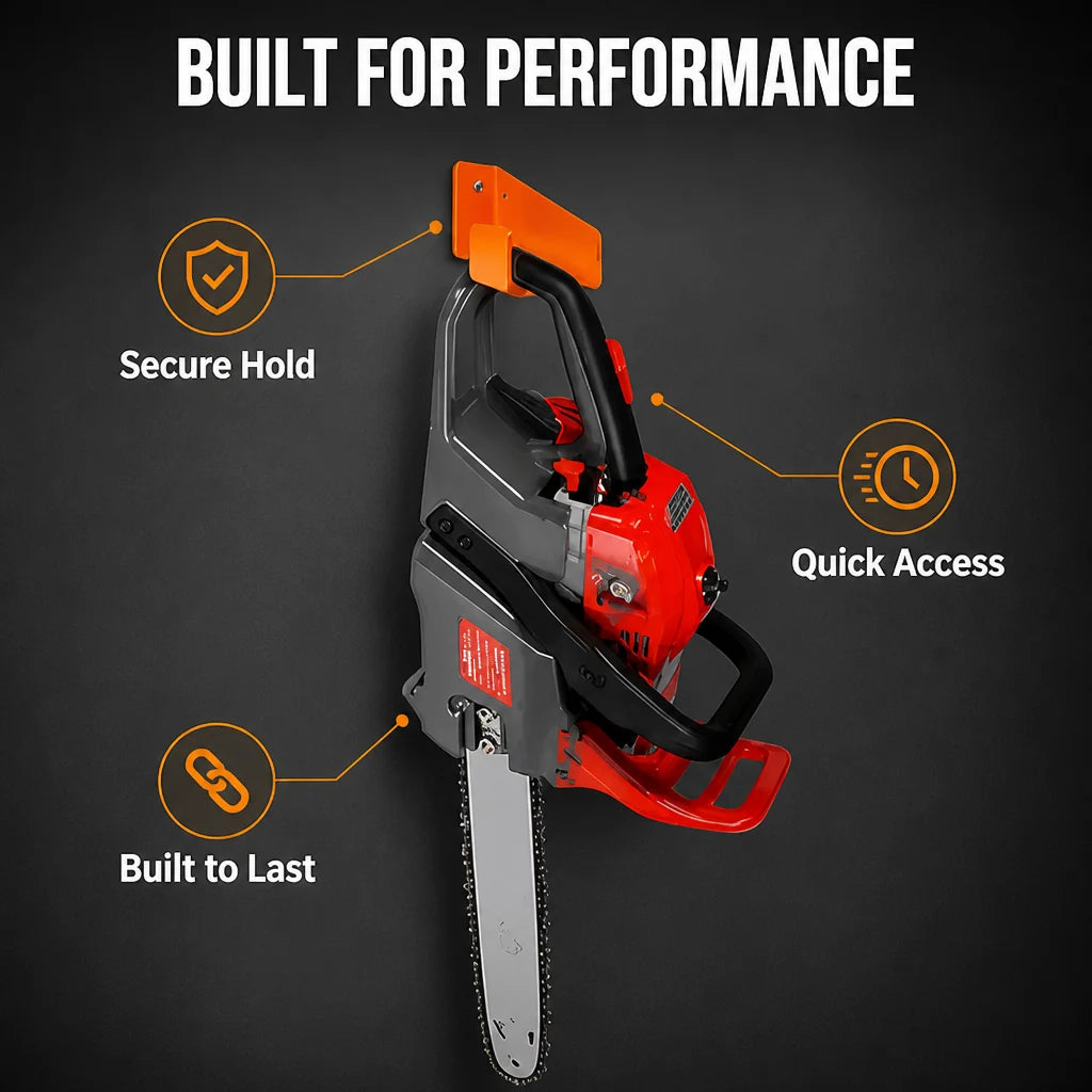 TitanGrip™ Heavy-Duty Chainsaw Hanger — Take Command of Your Garage with Rock-Solid Strength and Instant Access