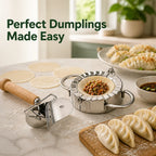 DoughPocket™ Stainless Steel Dumpling & Dough Cutter Set — Effortless Perfect Dumplings That Turn Your Kitchen Into a Celebration