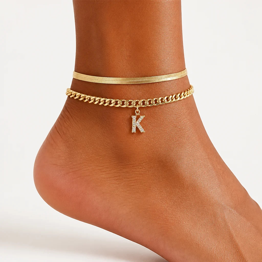 Monograméa™ Gold Initial Anklets — Wear Your Unique Story with Effortless Grace