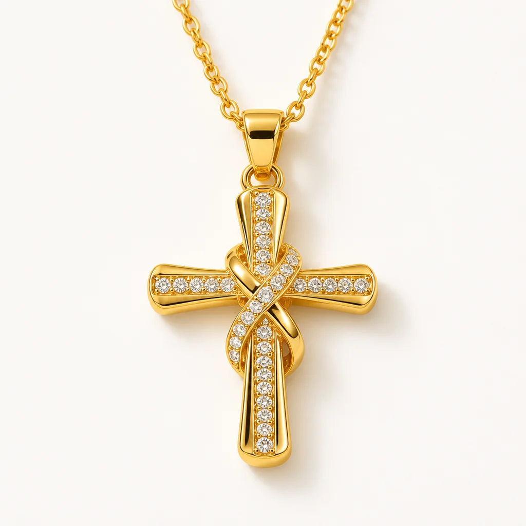 Aurellié™ Gold Knot Cross Necklace — Wear Confidence That Lights Up Every Room