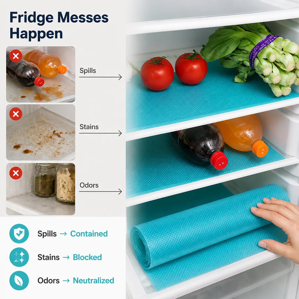 FrostGuard™ Liners — Turn Your Fridge Into a Fresh, Spotless Sanctuary Every Day