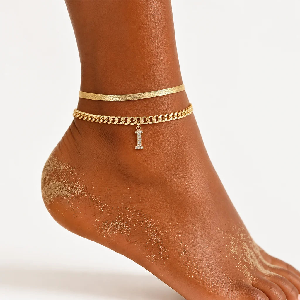 Monograméa™ Gold Initial Anklets — Wear Your Unique Story with Effortless Grace