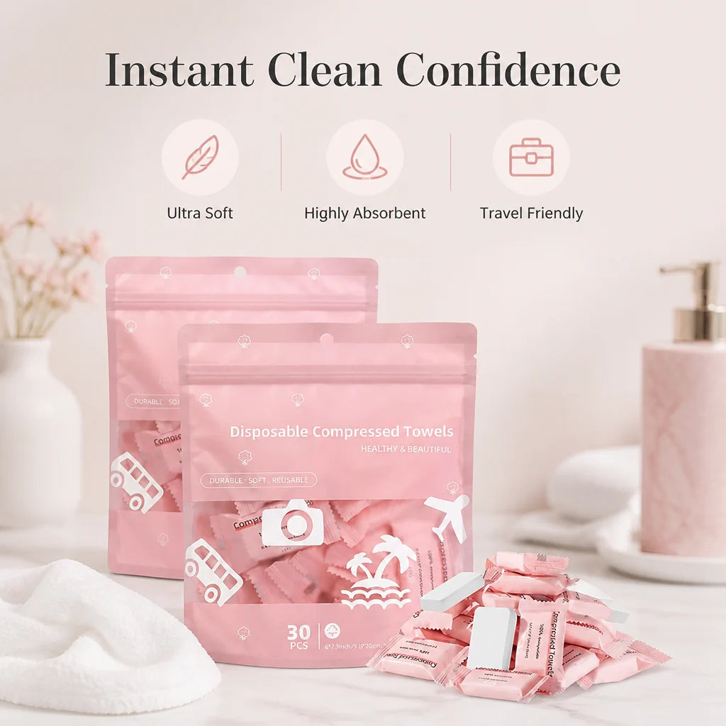 CottonPop™ Compressed Cotton Towels — Instant Freshness and Silky Softness Wherever You Go