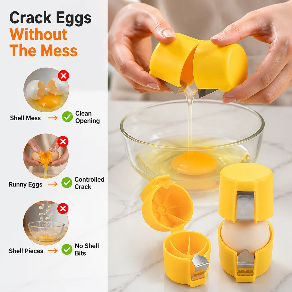 CrackEase™ — Crack Perfect Eggs Instantly, Stress-Free and Spotless Every Time
